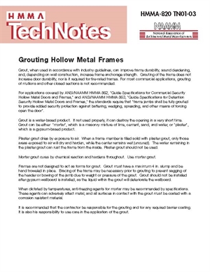 Grouting Hollow Metal Frames National Association Of