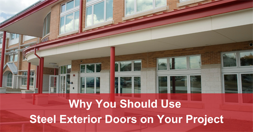 Steel exterior doors installed at a school.